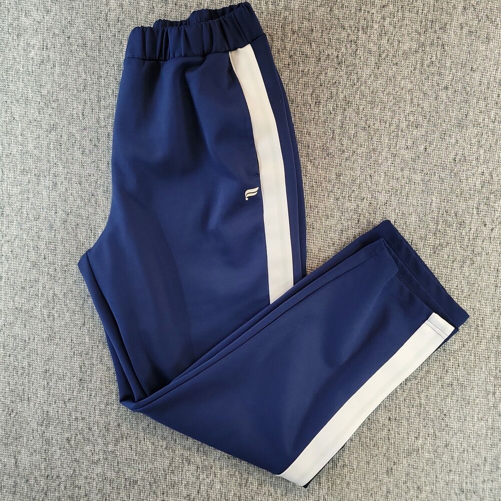 Fabletics Tricot Pants Collegiate Navy White, Grey Stripe Golf Size Medium